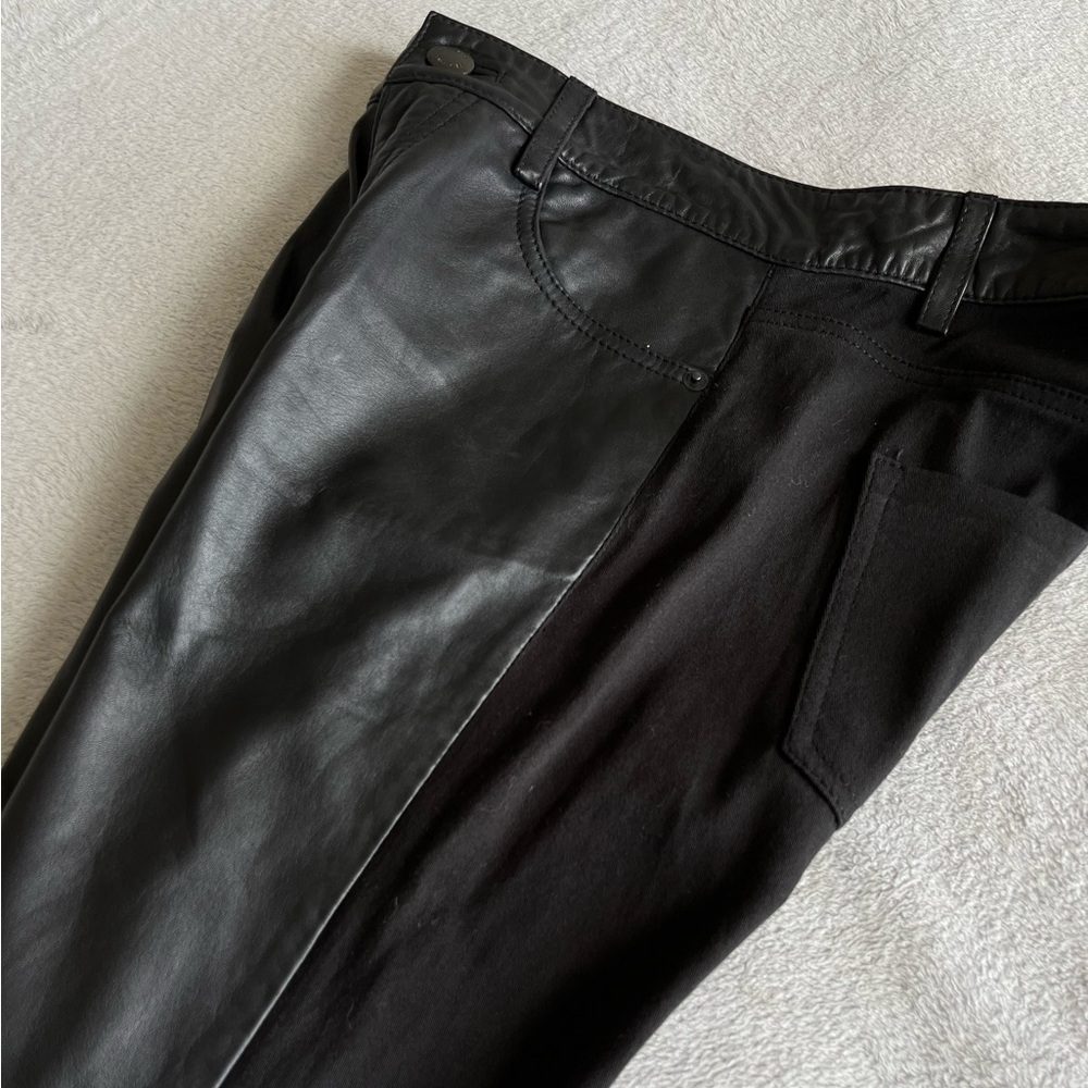French Connection Leather Paneled Mixed Media Skinny Pants Black Womens Size 4 - Picture 7 of 11